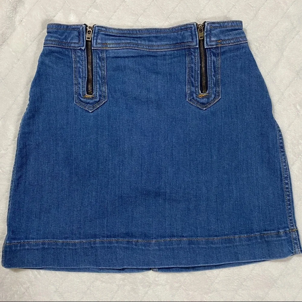 Pilcro and the Letterpress Blue Denim Mini Skirt